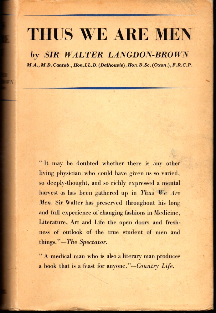 Item #25830 Thus We Are Men. Walter Langdon-Brown.