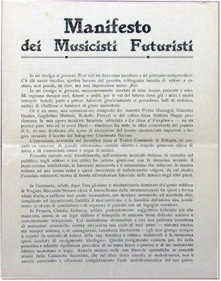 Item #26861 Manifesti dei Musicisti Futuristi. Futurist Music, Balilla Pratella