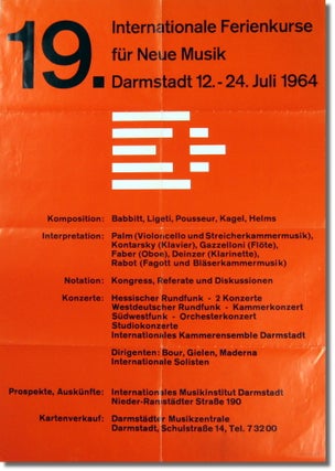 Item #30145 Internationale Ferienkurse Für Neue Musik Darmstadt 12.-24. Juli 1964. Avant Garde...