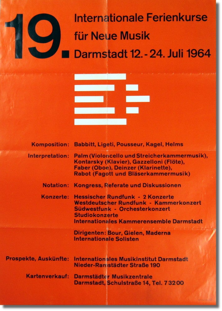 Item #30145 Internationale Ferienkurse Für Neue Musik Darmstadt 12.-24. Juli 1964. Avant Garde Music, Darmstadt School.