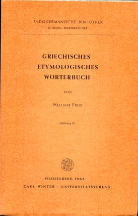 Item #30980 Griechisches Etymologisches Worterbuch Lieferung 16. Hjalmar Frisk