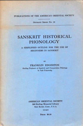 Item #31410 Sakrit Historical Phonology: A Simplified Outline For the Use of Beginners in...