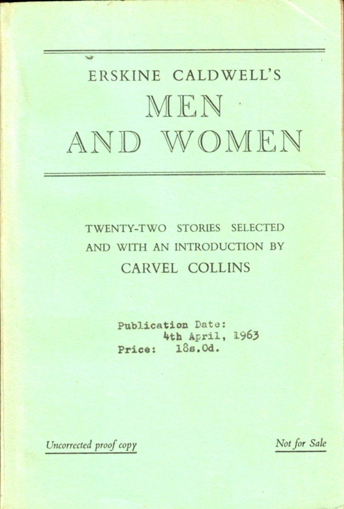 Item #35092 Men and Women [Uncorrected Proof of the British Edition]. Erskine Caldwell.