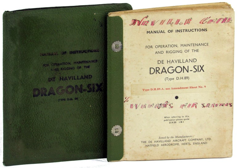 Item #35157 Manual of Instructions for Operation, Maintenance and Rigging of the De Havilland Dragon Six (Type D.H. 89). De Havilland Aircraft Company.