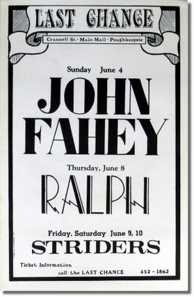 Item #35406 Original Poster For John Fahey Apearing June 4th at The Last Chance. John Fahey