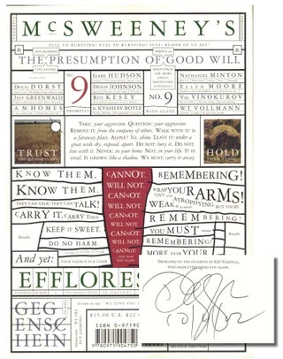Item #38452 McSweeney's Number Nine: The Presumption of Good Will. Dave Eggers