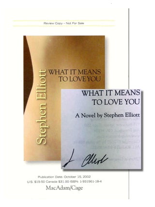 Item #38882 What It Means to Love You. Stephen Elliott