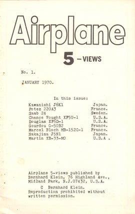 Item #39782 Airplane 5 Views Number One January, 1970. Bernhard Klein