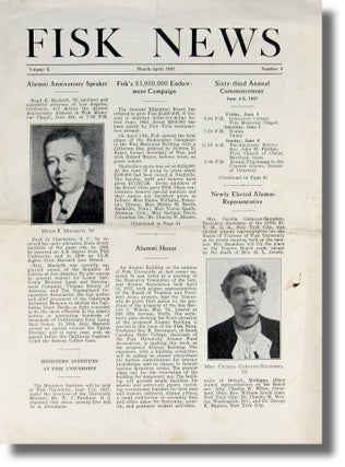 Item #40409 Fisk News Volume X Number Three March-April, 1937. Andrew J. Allison