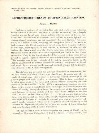Item #40417 Expressionist Trends in Afro-Cuban Painting. James A. Porter