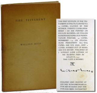 Item #40508 Fire Testament. Willard Maas