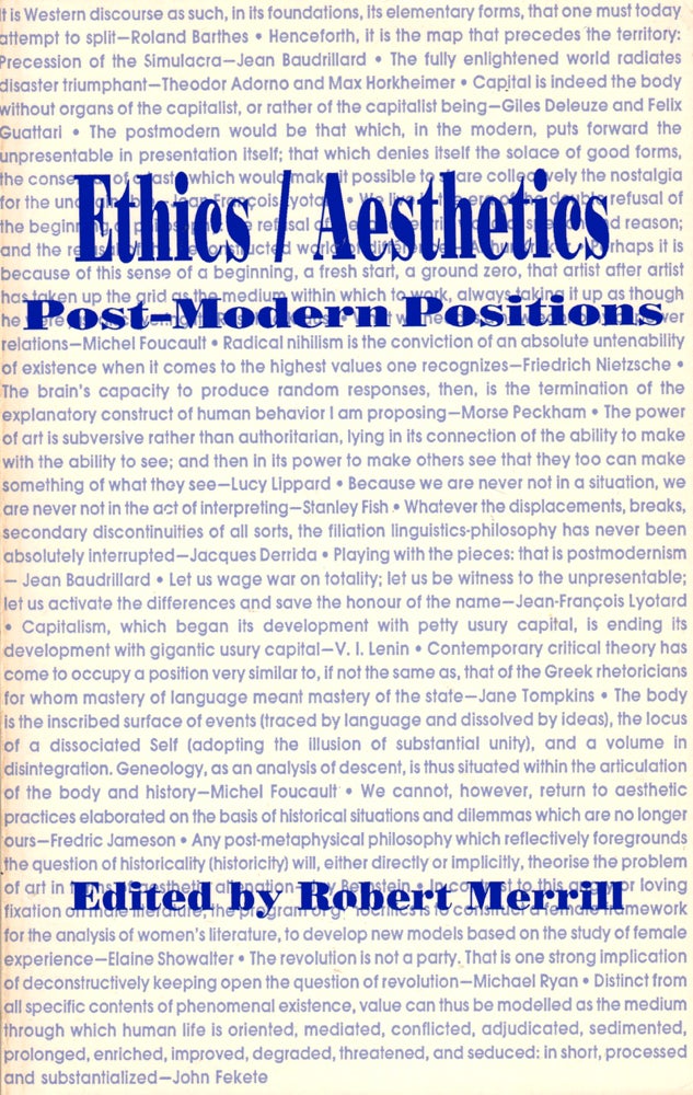 Item #41078 Ethics / Aesthetics: Post-Modern Positions. Robert Merrill.