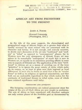 Item #45370 African Art From Prehistory to the Present. James A. Porter