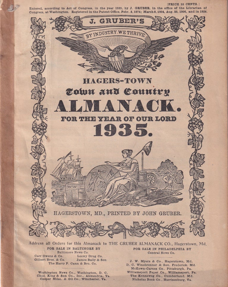 Item #47812 Hagers-Town Town and Country Almanack. For the Year of Our Lord 1935. John Gruber.