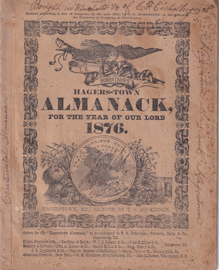 Item #47815 Hagers-Town Town and Country Almanack. For the Year of Our Lord 1876. T. G. Robertson.
