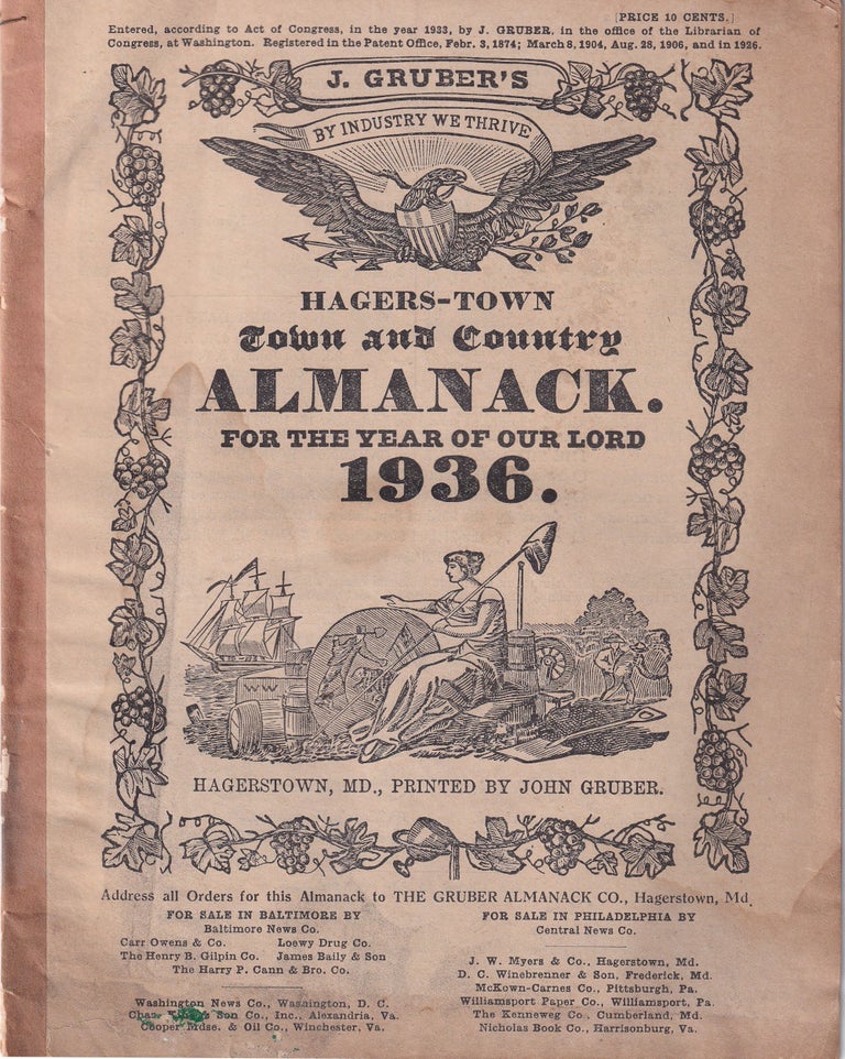 Item #47821 Hagers-Town Town and Country Almanack. For the Year of Our Lord 1936. John Gruber.