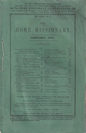 Item #47897 The Home Missionary, January 1851 Vol. XXIII No.9. American Home Missionary Society