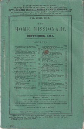 Item #47901 The Home Missionary, September 1850 Vol. XXIII No.5. American Home Missionary Society