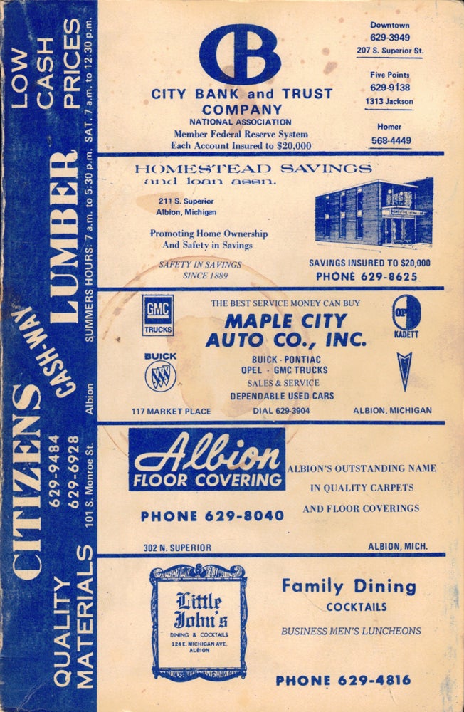 Item #49507 Johnson's 1974 Special Residential Edition of the Albion, Michigan City Directory. Michigan Albion.