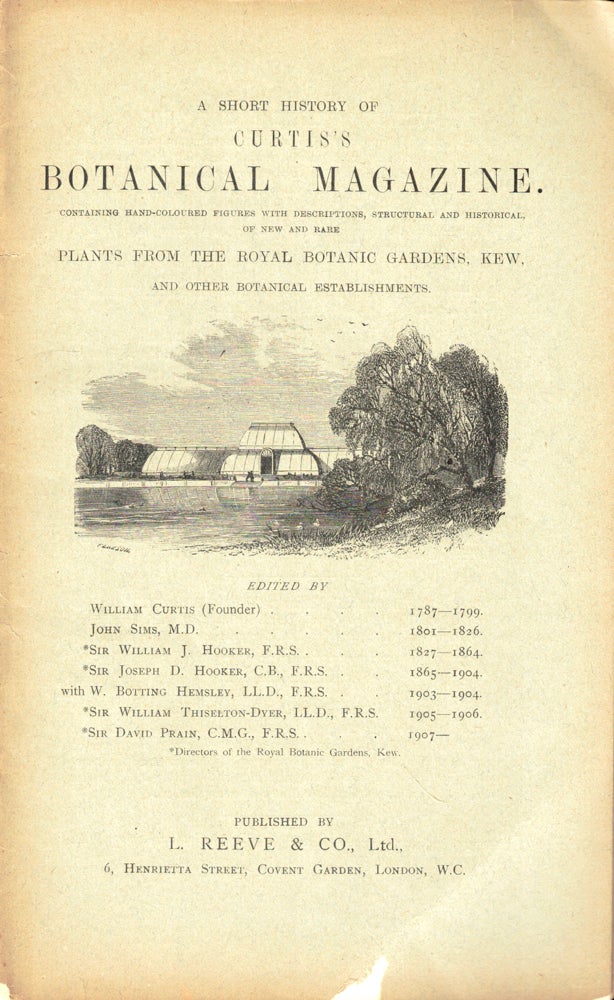 Item #50105 A Short History of Curtis's Botanical Magazine. William Curts.