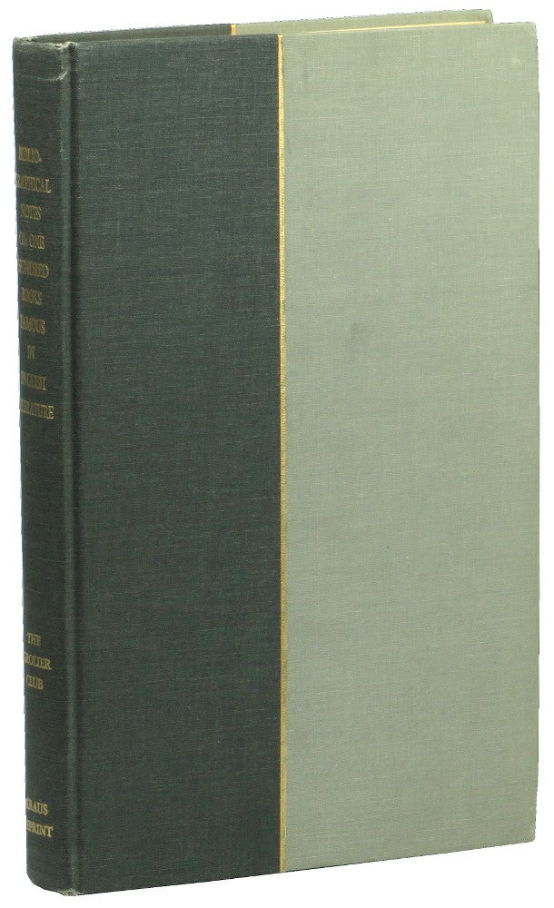 Item #50193 Bibliographical Notes on One Hundred Books Famous in English Literature. Henry W. Kent.