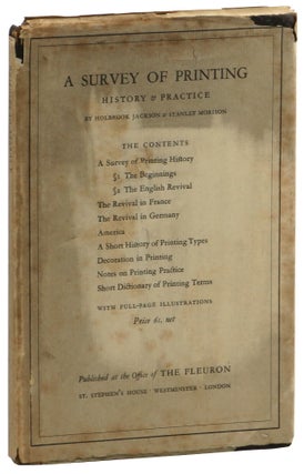 Item #50217 A Brief Survey of Printing: History and Practice. Stanley Morison, Holbrook Jackson