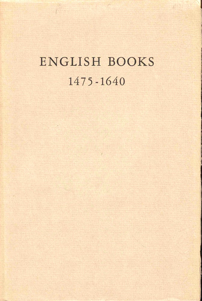 Item #50237 Check List of English Books Printed in England, Scotland, and Ireland and on the Continent 1475-1640. Rosenbach Company.