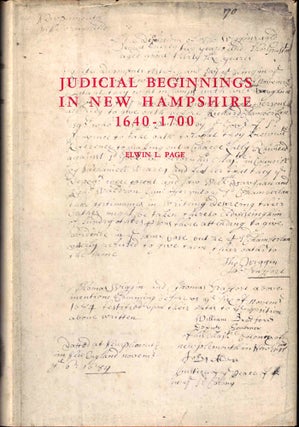 Item #50373 Judicial Beginnings in New Hampshire 1640-1700. Elwin L. Page