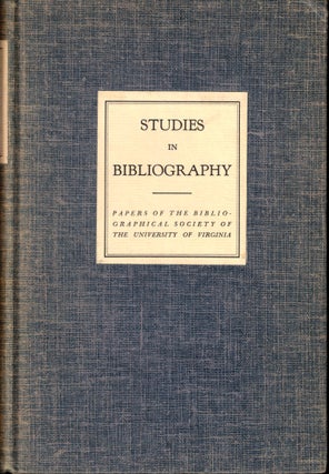 Item #50400 Studies in Bibliography: Papers of the Bibliographical Society of the University of...