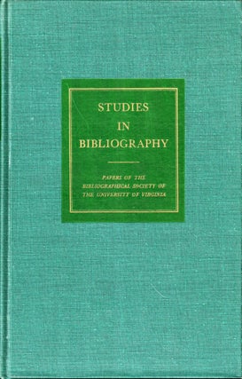 Item #50937 Studies in Bibliography: Papers of the Bibliographical Society of the University of...