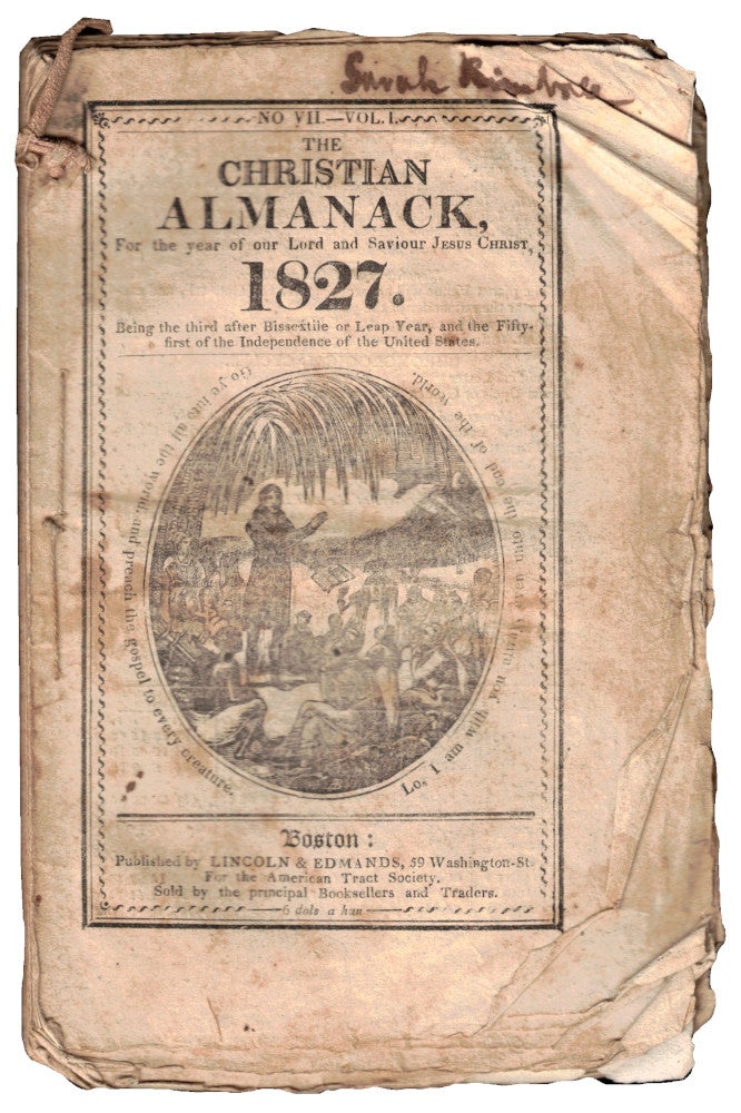 Item #52031 The Christain Almanack for te Year of Our Lord and Saviour Jesus Christ, 1827.