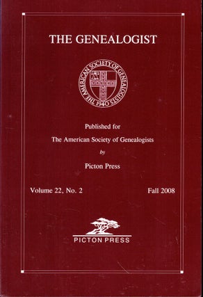 Item #53737 The Genealogist Volume 22, No. 2 Fall 2008. American Society of Genealogists