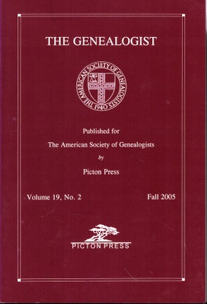 Item #53741 The Genealogist Volume 19, No. 2 Fall 2005. American Society of Genealogists
