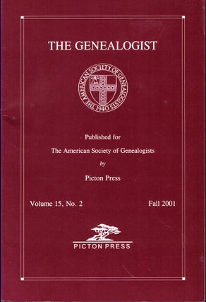 Item #53748 The Genealogist Volume 15, No. 2 Fall 2002. American Society of Genealogists