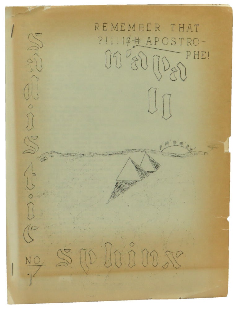 Item #54024 Sadistic Sphinx No. 1 [of two published]. Lenny Kaye.