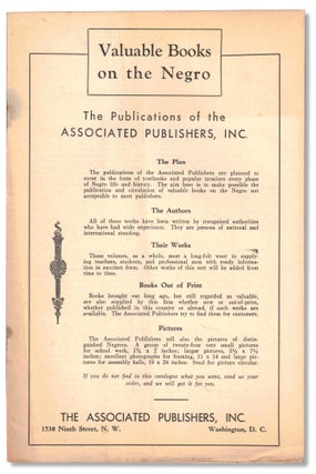 Item #54313 Valuable Books on the Negro: The Publications of the Associated Publishers, Inc....