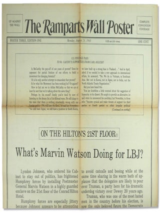 Item #54555 Ramparts Wall Poster, Poster Three, Edition One Monday, August 26, 1968. Fred Gardner
