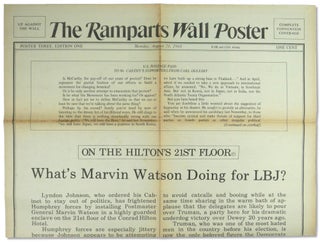 Item #54555 Ramparts Wall Poster, Poster Three, Edition One Monday, August 26, 1968. Fred Gardner