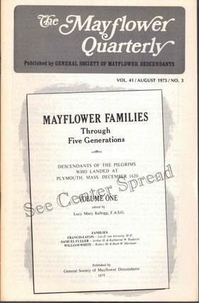 Item #54742 The Mayflower Quarterly Vol. 41 No. 3, August 1975. General Society of Mayflower...