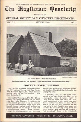 Item #54793 The Mayflower Quarterly Vol. 35 No. 3, August 1969. General Society of Mayflower...