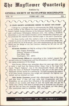 Item #54799 The Mayflower Quarterly Vol. 35 No. 1, February 1969. General Society of Mayflower...