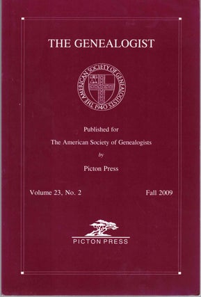 Item #55281 The Genealogist Volume 23, No. 2 Fall 2009. American Society of Genealogists