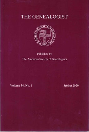 Item #55285 The Genealogist Volume 34, No. 1 Spring 2020. American Society of Genealogists