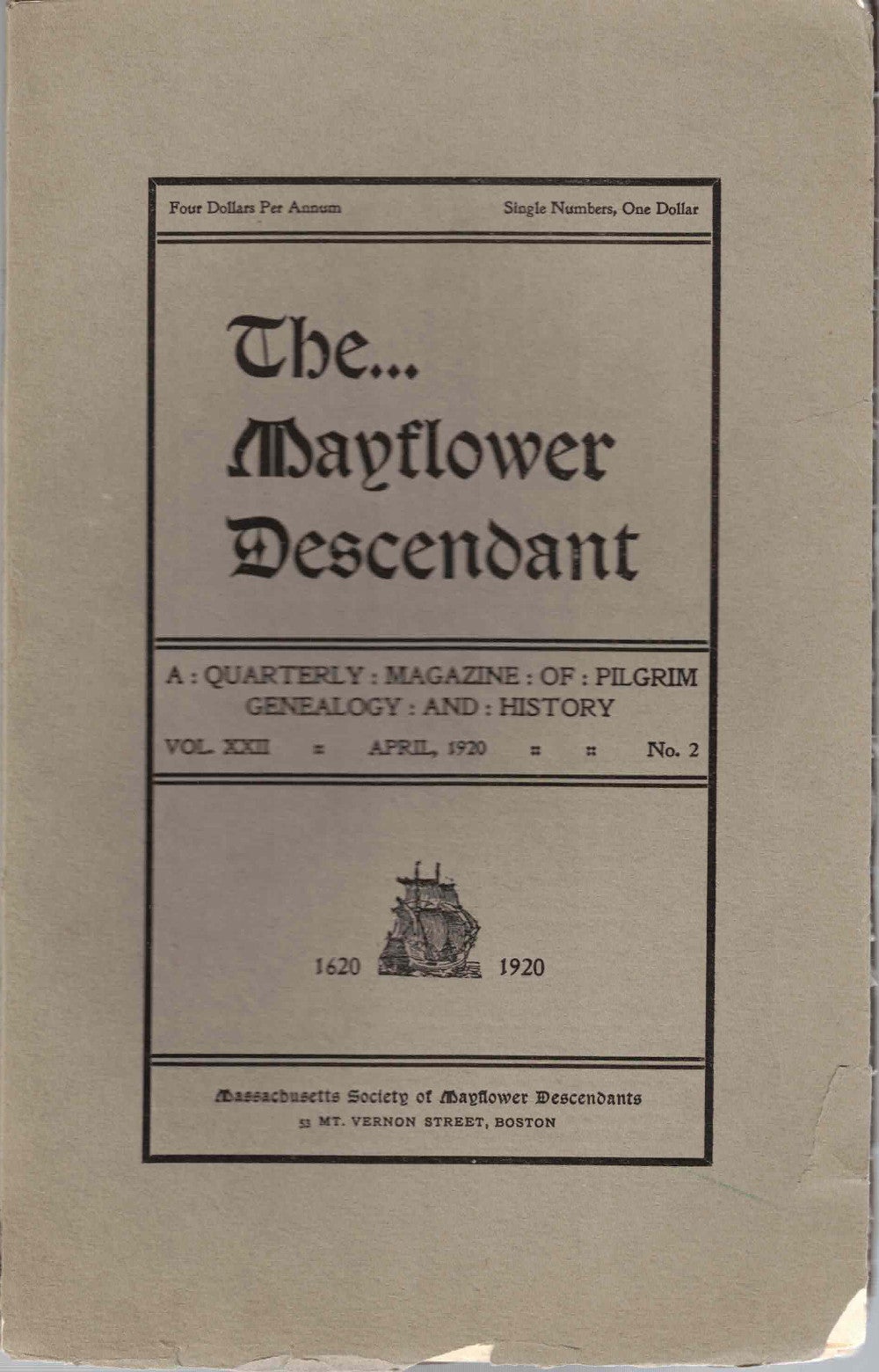 The Mayflower Descendant, A Quarterly Magazine Of Pilgrim Genealogy And ...