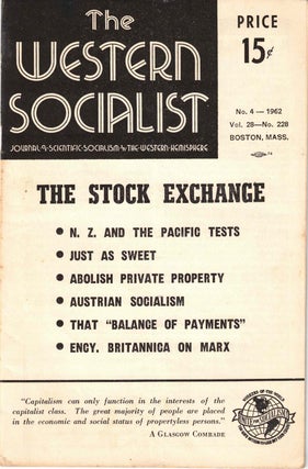 Item #56432 The Western Socialist: Journal of Scientific Socialism in the Western Hemisphere, No....