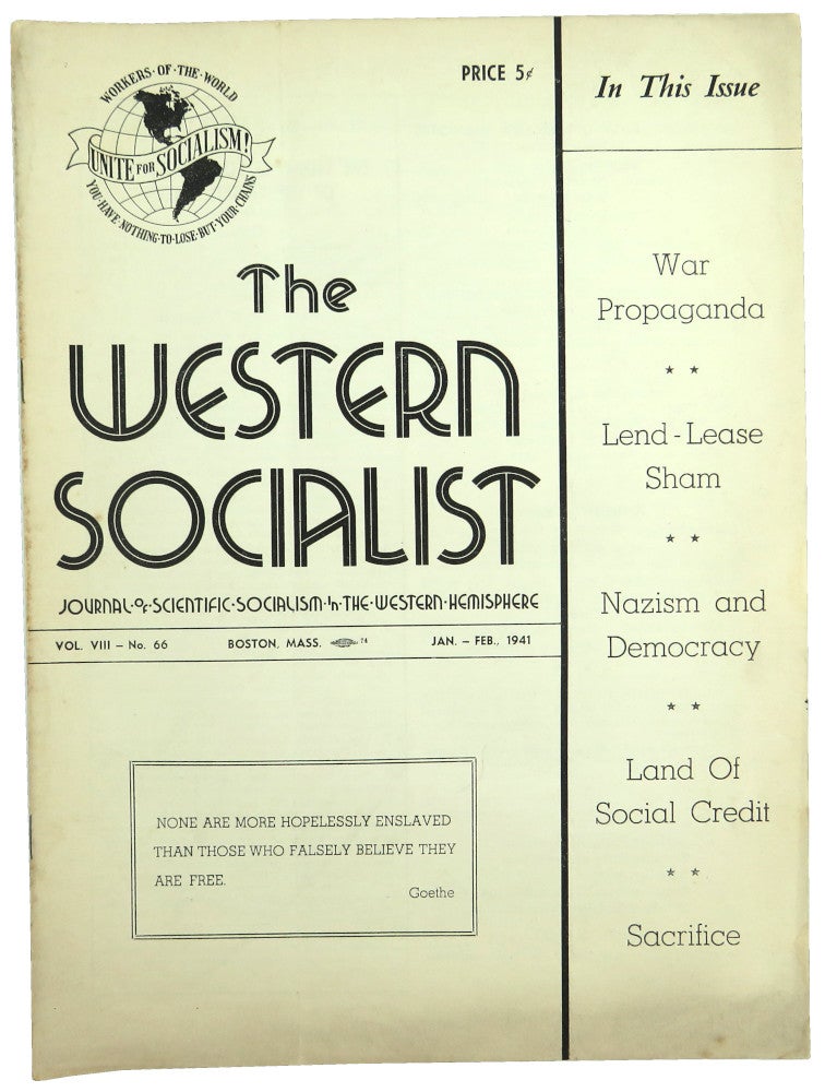 Item #56461 The Western Socialist: Journal of Scientific Socialism in the Western Hemisphere, Jan.-Feb. 1940, Vol. VIII, No. 66. The Socialist Party of Canada/The Workers Socialist Party of the United States.