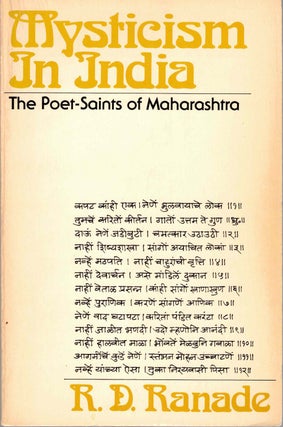 Item #57288 Mysticism in India: The Poet-Saints of Maharashtra. Ramchandra Dattatraya Ranade