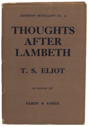 Item #57705 Thoughts After Lambeth. T. S. Eliot