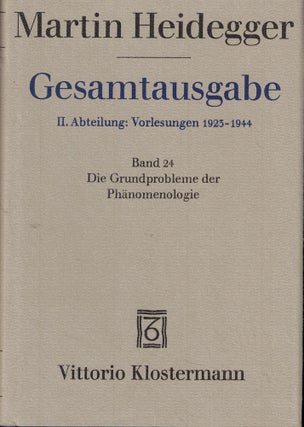 Item #59606 Die Grundprobleme Der Phanomenologie. Martin Heidegger