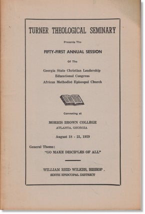 Item #61269 Turner Theological Seminary Presents the Fifty First Annual Session of the Georgia...